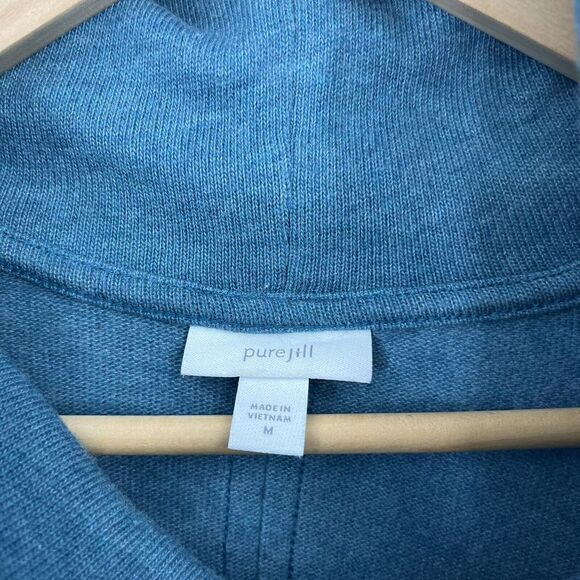 Pure J Jill Sweater Size Medium Blue Pointed Hem Turtleneck Pocket Tunic Top - Picture 4 of 6